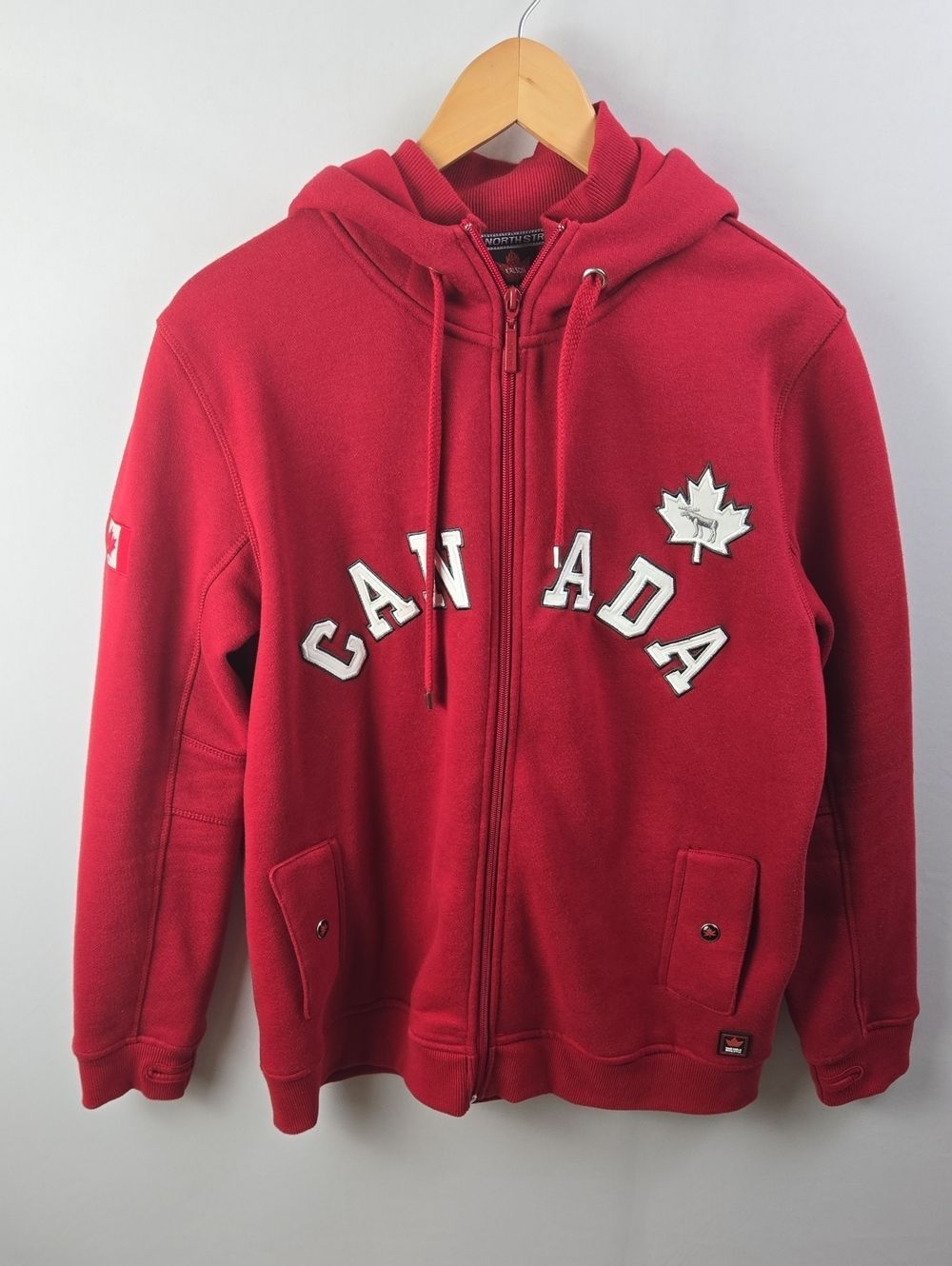 True North Men's Canada Red Full Zip Hoodie Sz M Uni-Sex Maple Leaf Streetwear